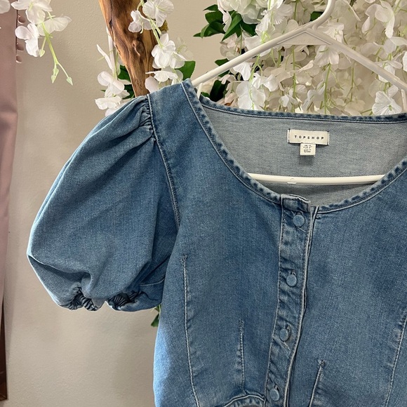 Topshop Blue Denim Crop Top - Picture 5 of 8